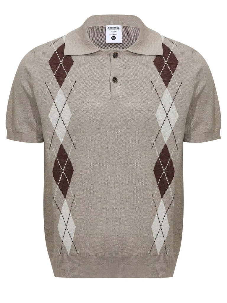 Men's Argyle Knit Short Sleeve Polo