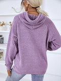 Texture Drawstring Long Sleeve Hooded Sweater thumbnail 2