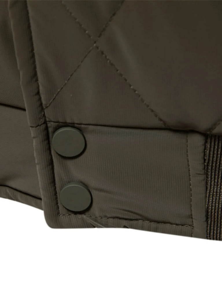 Men's Quilted Snap Down Long Sleeve Jacket