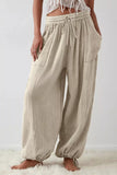 Loose Fit Gauze Pants with Drawstring Waist thumbnail 1