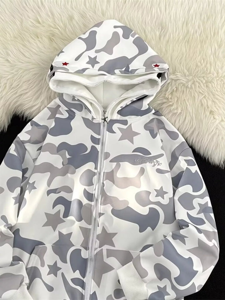 Men's Camo Print Zip-Up Hoodie