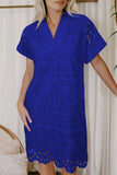 Solid Color Eyelet Embroidered T Shirt Mini Dress thumbnail 3