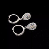 1 Carat 925 Sterling Silver Moissanite Hoop Teardrop Earrings thumbnail 6