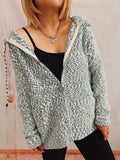 Zip Up Drawstring Long Sleeve Hooded Sweater thumbnail 10