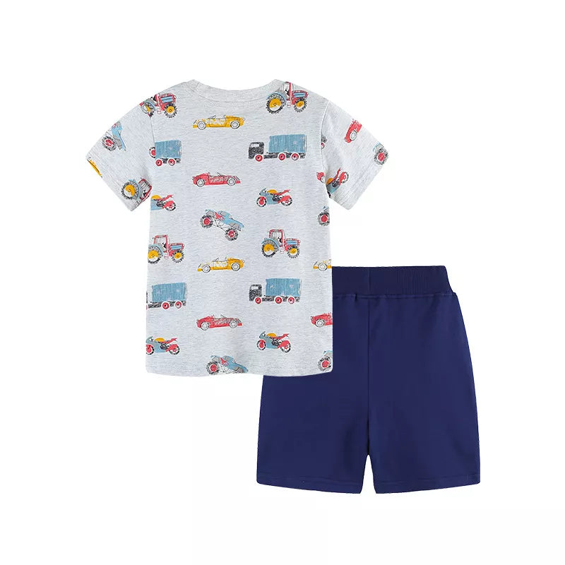 Children's Vehicle Print T-Shirt and Shorts Set