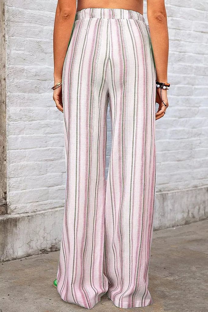Full Size Striped Wide-Leg Pants Plus Size
