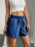 Drawstring High Waist Denim Shorts thumbnail 10