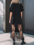 Floral Patchwork Short Sleeve T Shirt Loose Dress thumbnail 12
