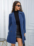 Belted Double-Breasted Denim Jacket thumbnail 2