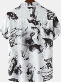 Men's Plus Size Abstract Ink Splash Print Short Sleeve Shirt thumbnail 2