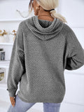 Texture Drawstring Long Sleeve Hooded Sweater thumbnail 9