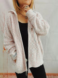 Zip Up Drawstring Long Sleeve Hooded Sweater thumbnail 6