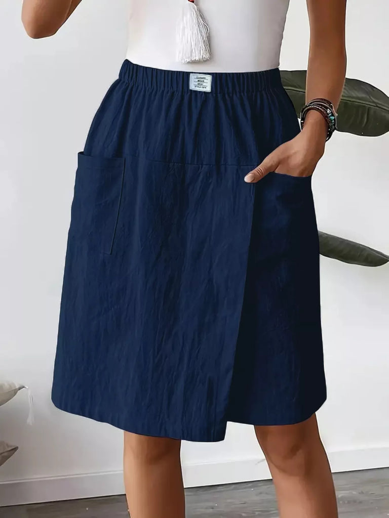 Elastic Waist Wrap Skort
