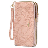 Embossed Floral Pattern Double Zipper Wallet thumbnail 4