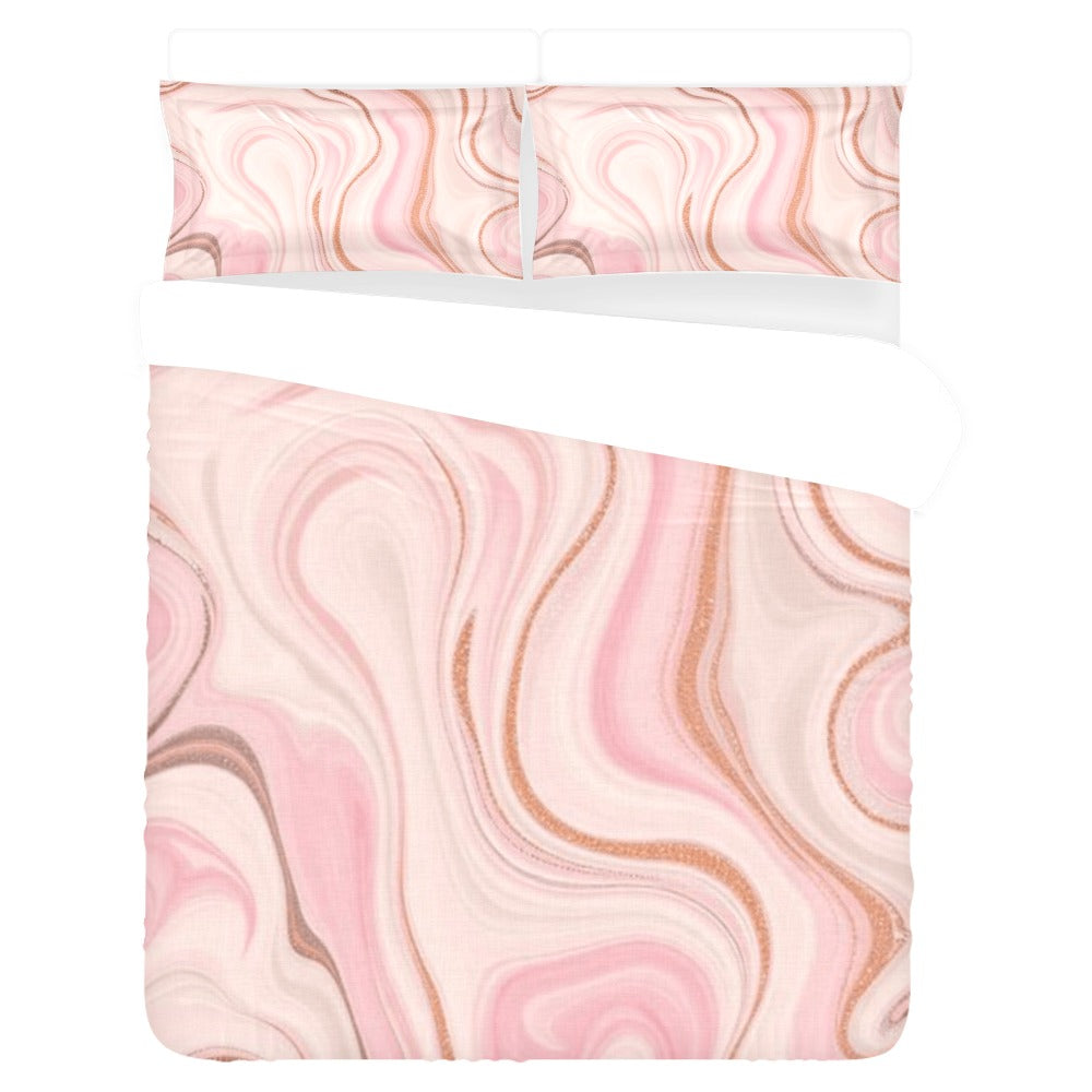 Pink Marble Serenity – 3-Piece Bedding Set