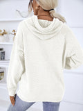 Texture Drawstring Long Sleeve Hooded Sweater thumbnail 15