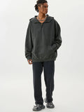 Men's Washed Quarter-Zip Hoodie with Kangaroo Pocket thumbnail 5
