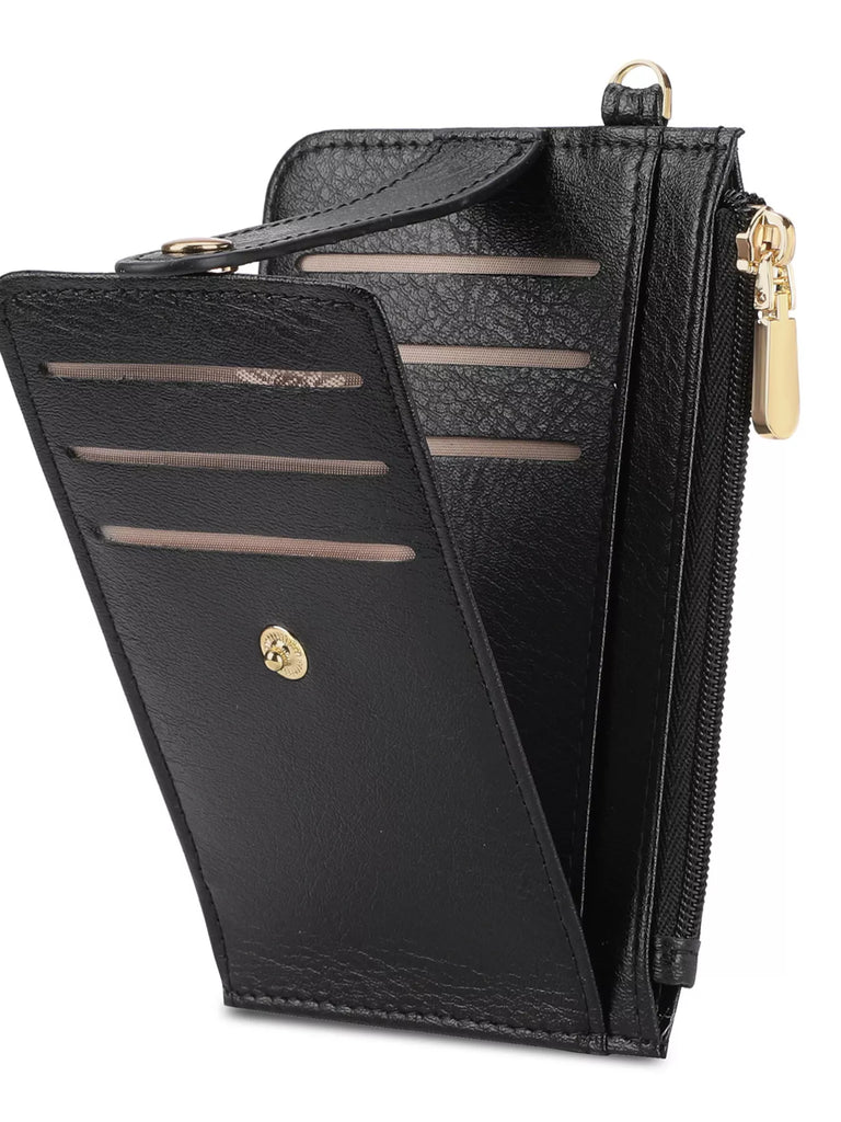 Zippered Leather Card Holder Wallet