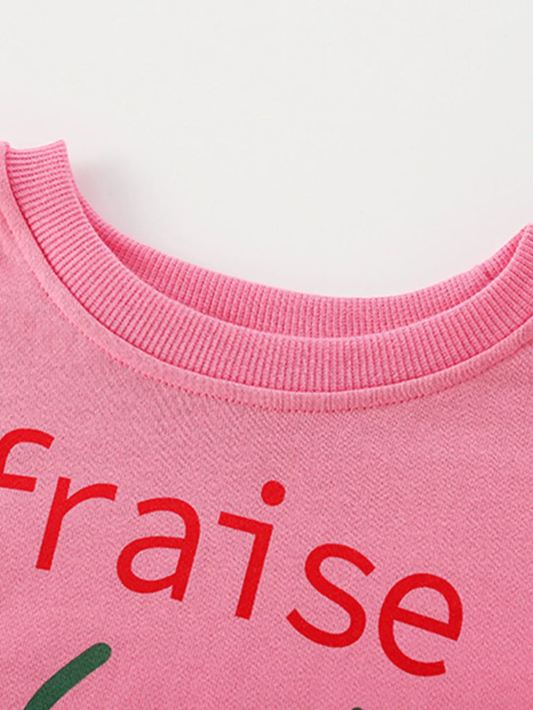 Children's Strawberry Round Neck Casual Sweatshirt