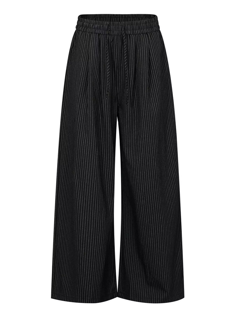 Men's Striped Wide-Leg Drawstring Pants